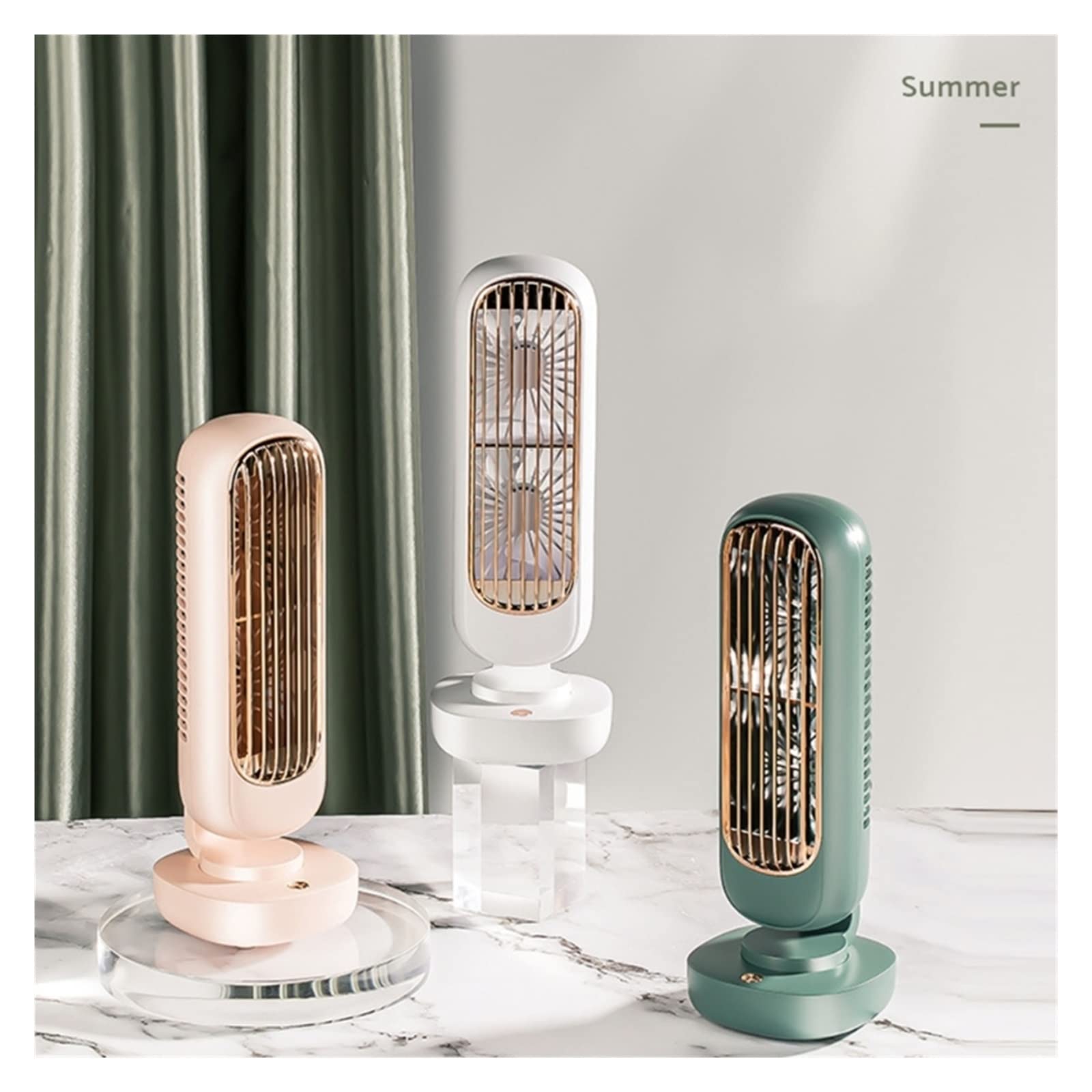 ventilatore, Ventola di raffreddamento a doppia foglia Ventilatore da tavolo regolabile a 3 velocità silenzioso portatile Ricaricabile tramite USB(Pink)