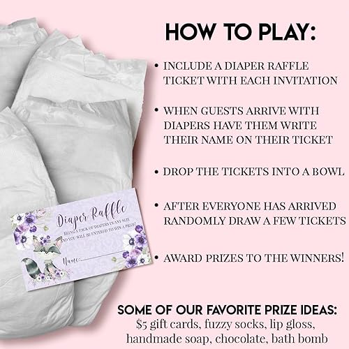 Miniatura 8 de Amanda Creation Little Rascal - Boletos para rifas de pañales de mapache para baby shower, 20 tarjetas de inserción de doble cara de 2 x 3 pulgadas