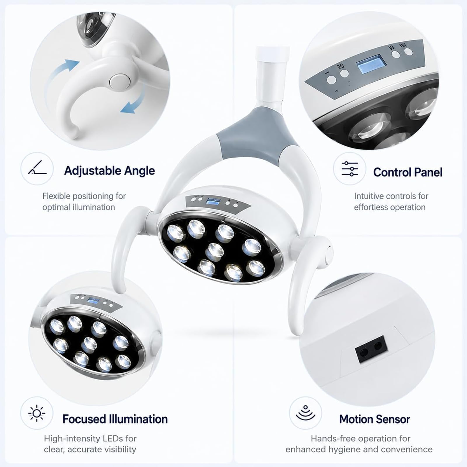 Lampada LED Senza Ombre da 28 W con 9 Lenti, Lampada da Visita Regolabile con Display LCD, Lampada da Poltrona con Attacco Universale da 22 Mm, Illuminazione Dimmerabile da 4000 K A 5000 K