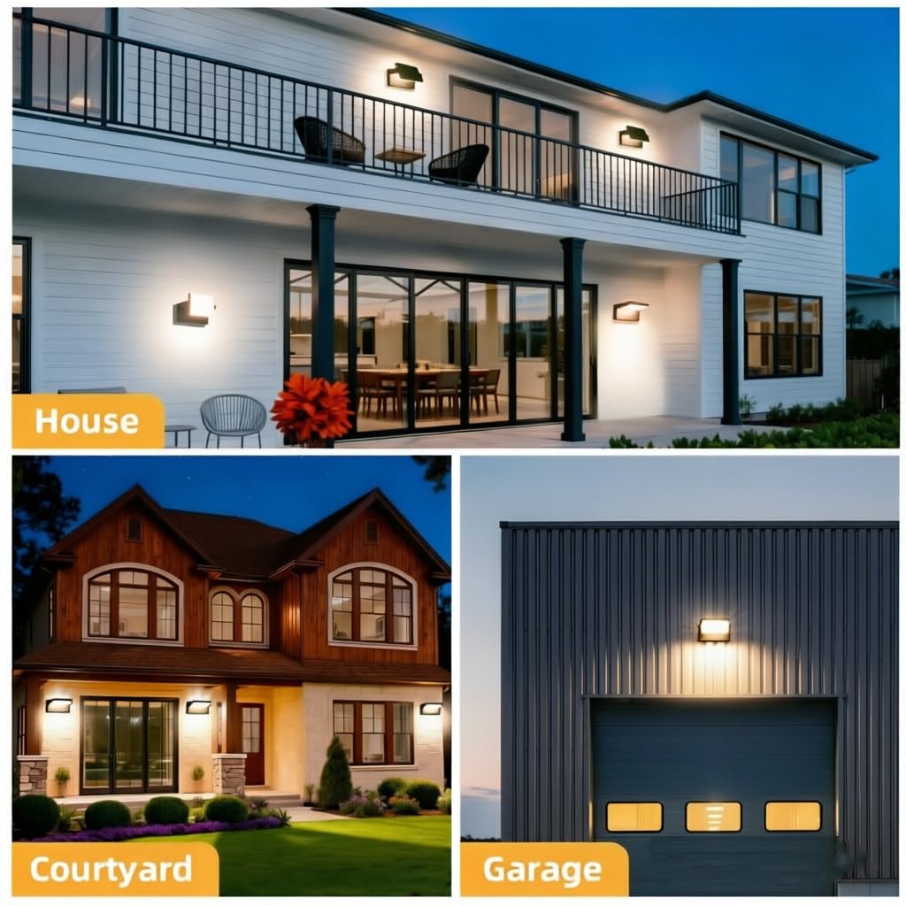 40W LED Wandleuchten Aussen 4000 Lumen Modern Wandlampen Innen Natürlich Weiß 4000K Aussenleuchte schwarz mit 350° Schwenkbar LED Panel Wasserdicht IP65