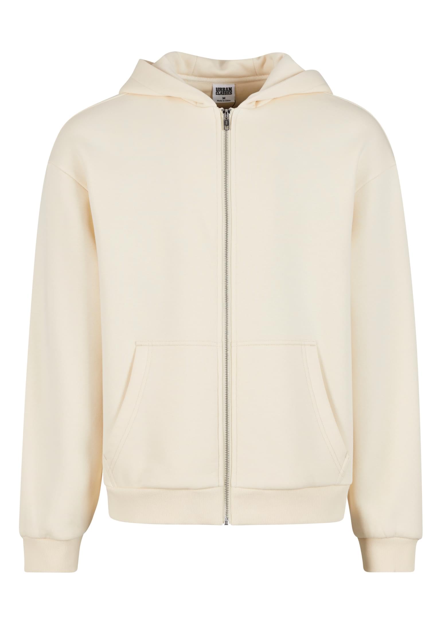 Urban Classics Męska bluza z kapturem Fluffy Zip Hoody, puszysta bluza z kapturem z zamkiem błyskawicznym, bluza z kapturem dla mężczyzn, oversize fit, Whitesand, M