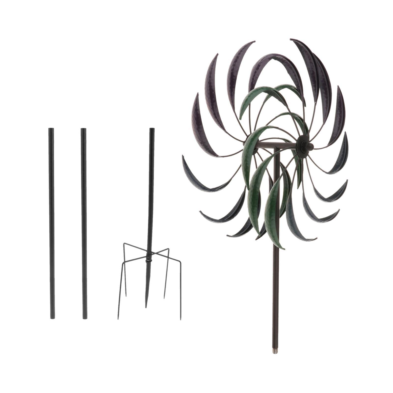 CALANDIS Iron Wind Spinner Decorative Double-Layer Windmill Patio Sculpture Decor | Yard, Garden Outdoor Living | Garden Dacor | Windmills Wind Spinners |-picture-40