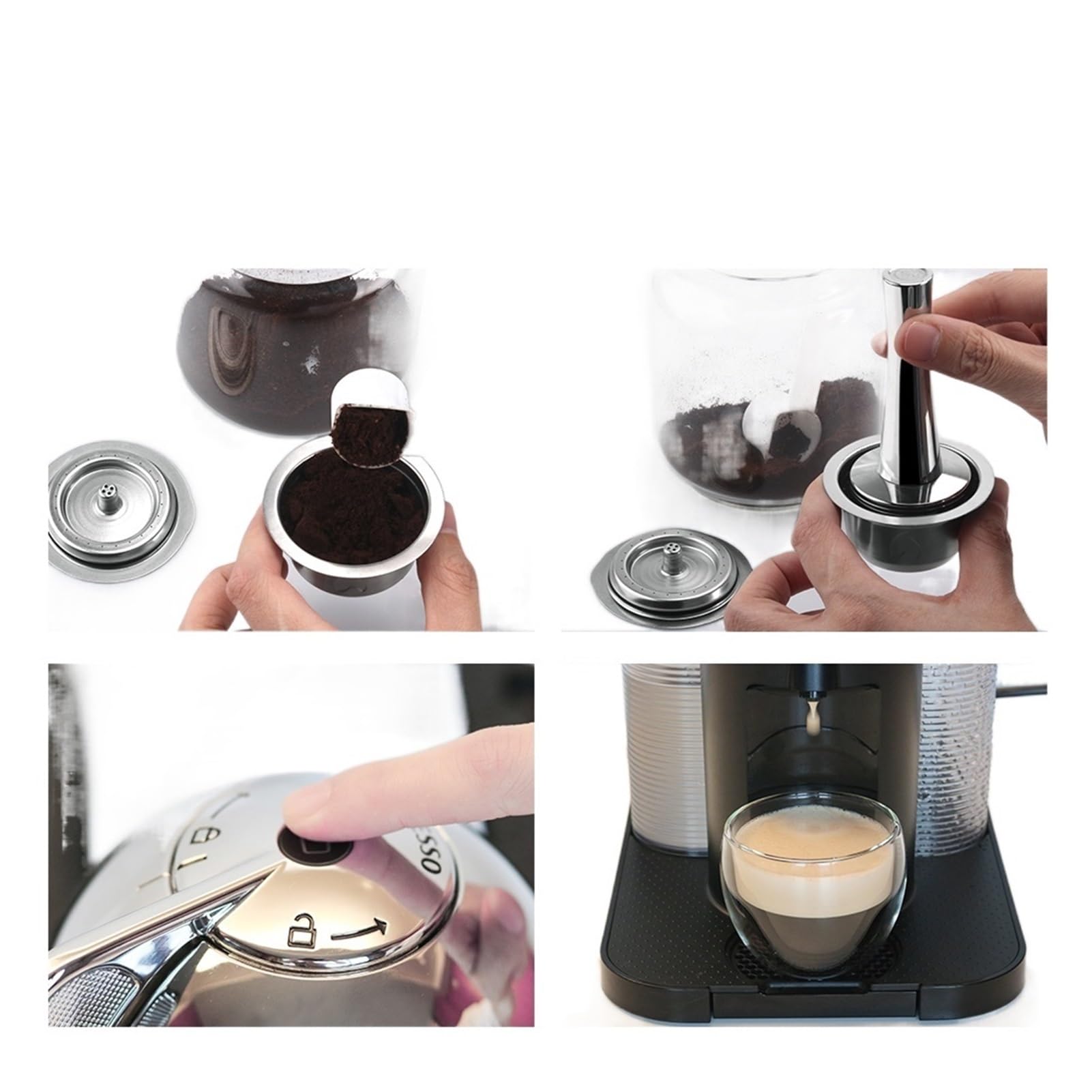 INEOUT Taza Grande Reutilizable De Acero Stianless Compatible con El Filtro De Cápsula De Café Nespresso Vertuo (Color : Violet, Size : 150ml)