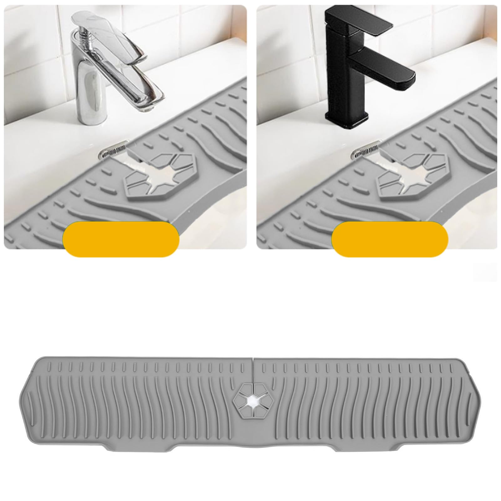Tappetino paraspruzzi per lavello, 76 cm, paraspruzzi per lavello in silicone, maniglia antigoccia, gadget da , accessori per lavello per bancone della e bagno (grigio)