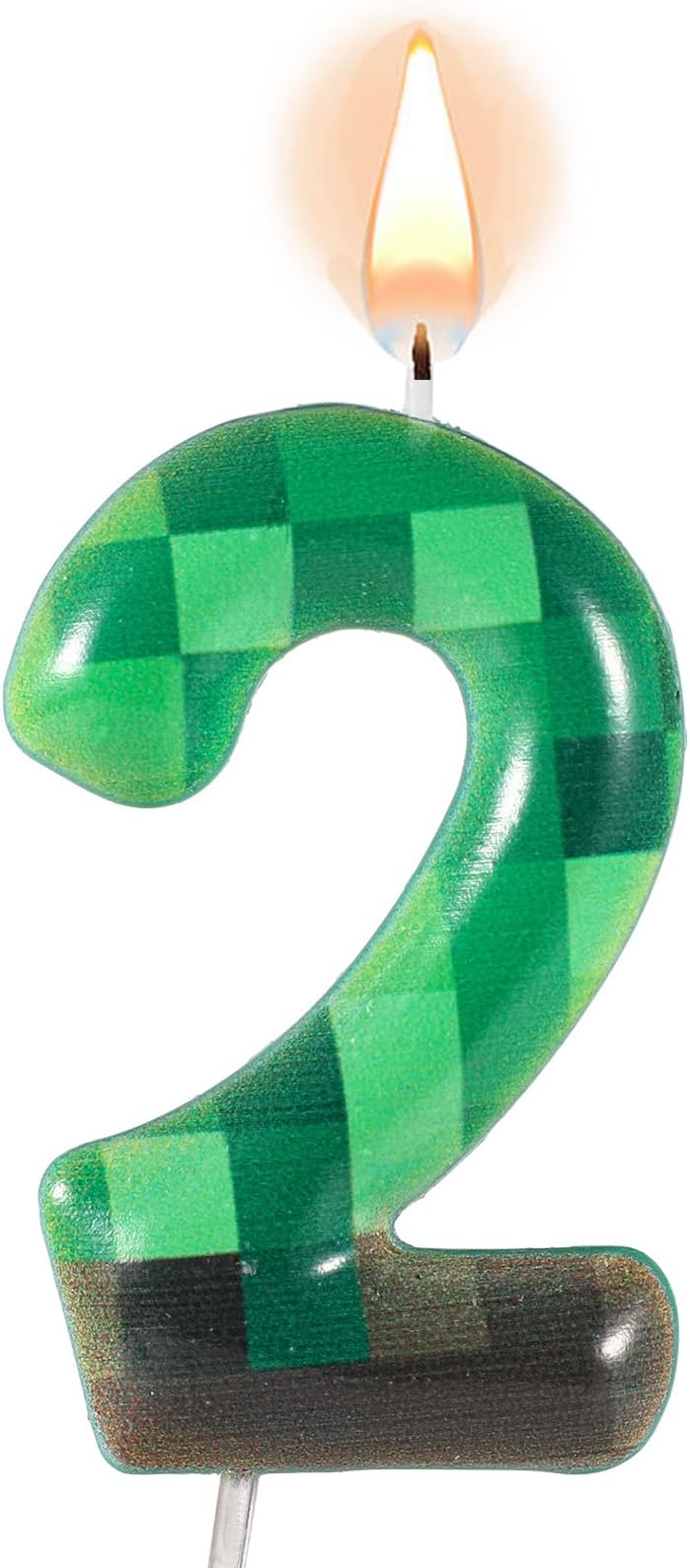 TNT Themed Birthday Candles for Cake, Green Number Birthday Candles Pixel Birthday Candles TNT Cake Toppers for Birthday Wedding Baby Shower Video Game Party Supplies Decoration (Number 2)