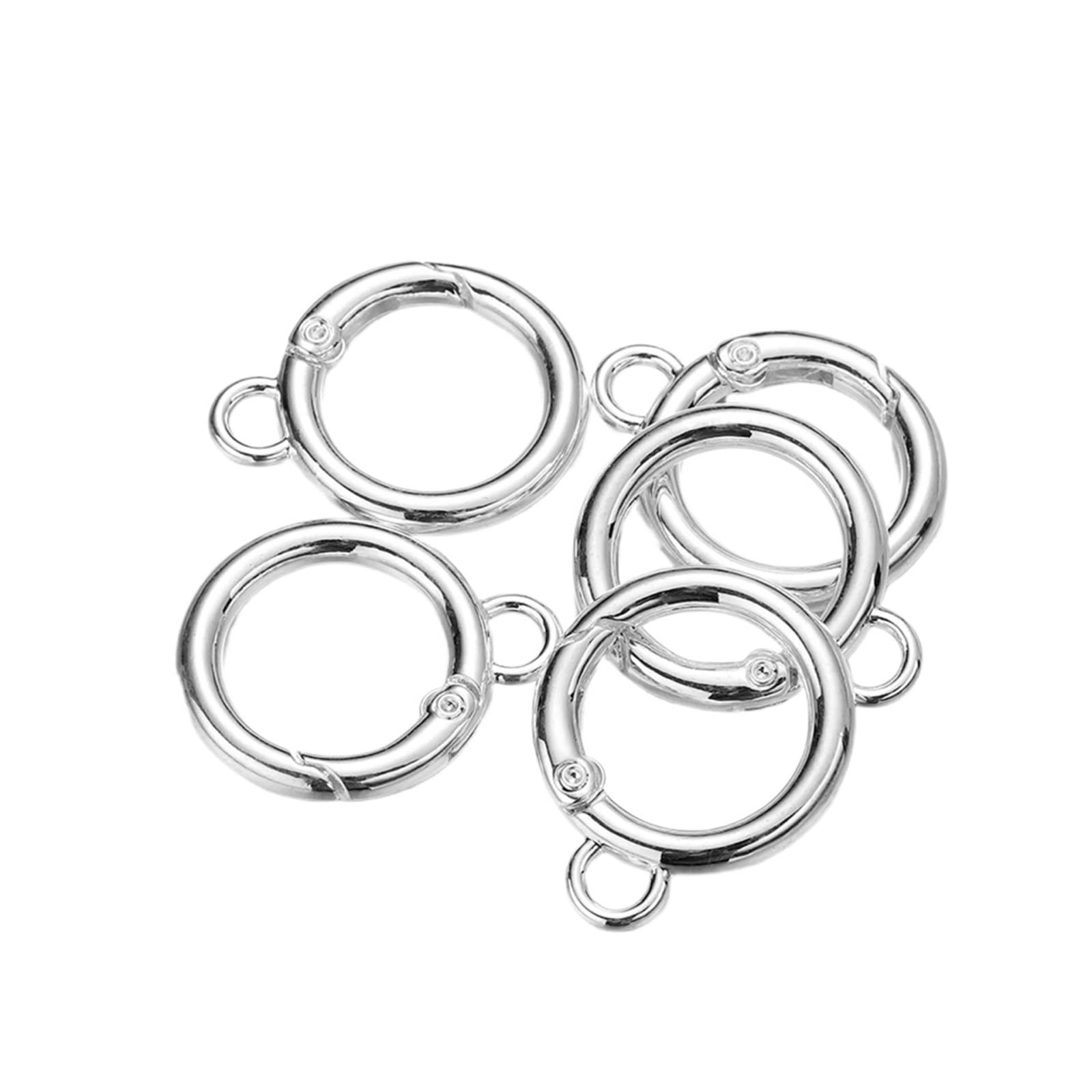 20Pcs/Lot Alloy O Ring Spring Clasps Openable Round Carabiner Keychain Bag Clips Hook Buckles Connector for DIY Jewelry Making for Keyrings,Wallets(Silver)