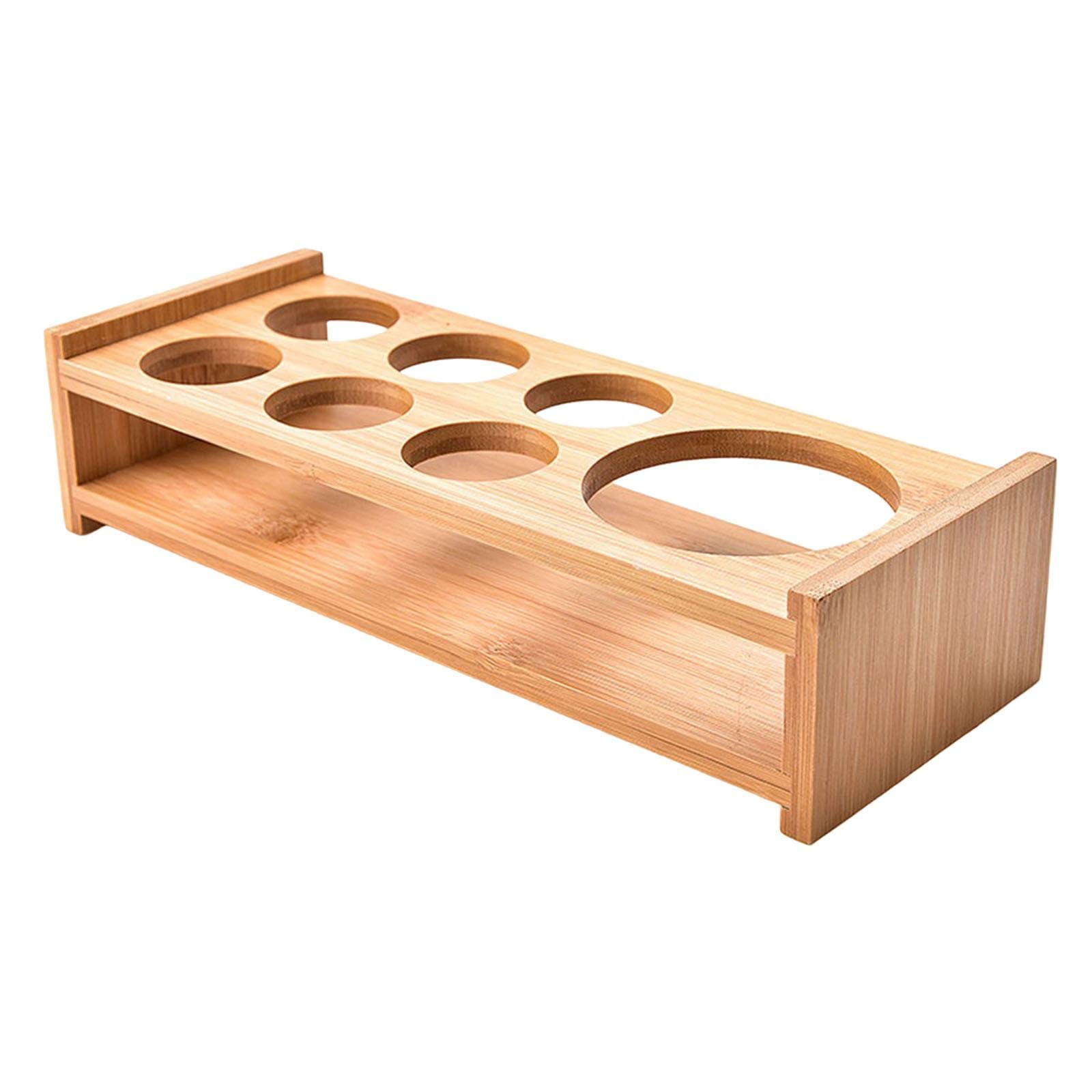 NeaxgeandX Wood Coffee Mug Water Cup Rack Glassware for Countertop Tabletop Kitchen, 7 Hole, 26x10x6 cm