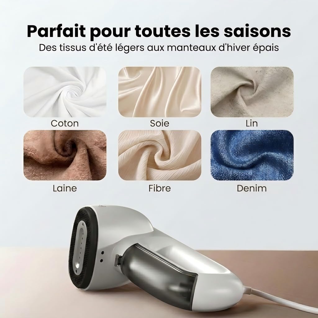 Neakasa Magic 1 Défroisseur vapeur portable avec aspiration, compact et pliable, pas de planche à repasser nécessaire, utilisation à une main