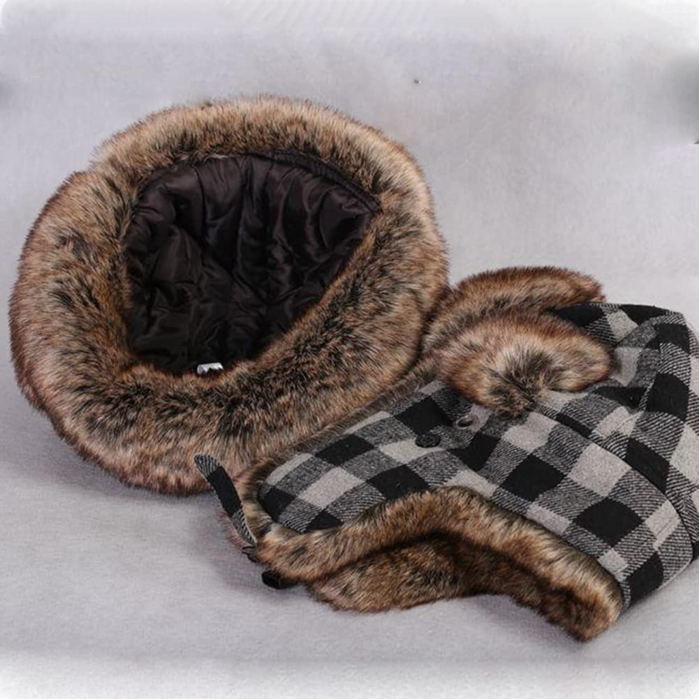 Berretto Invernale da Uomo Donna,Cappelli Russo con paraorecchie, in Pelliccia Sintetica, Cappello da Aviatore Caldo,Lo Sci, Lo Pattinaggio