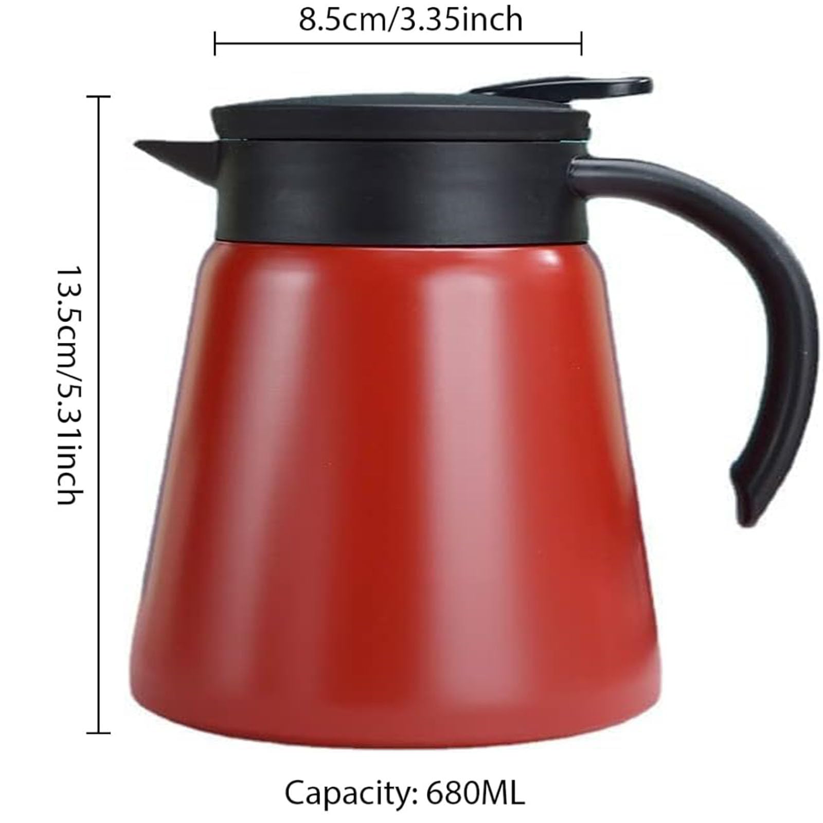 Brocca da caffè sottovuoto a doppia parete, 680 ml, in acciaio inox, dispenser termico per bevande, per caffè, tè, bevande calde, scaldino a pressatura, perfetto per casa e viaggi