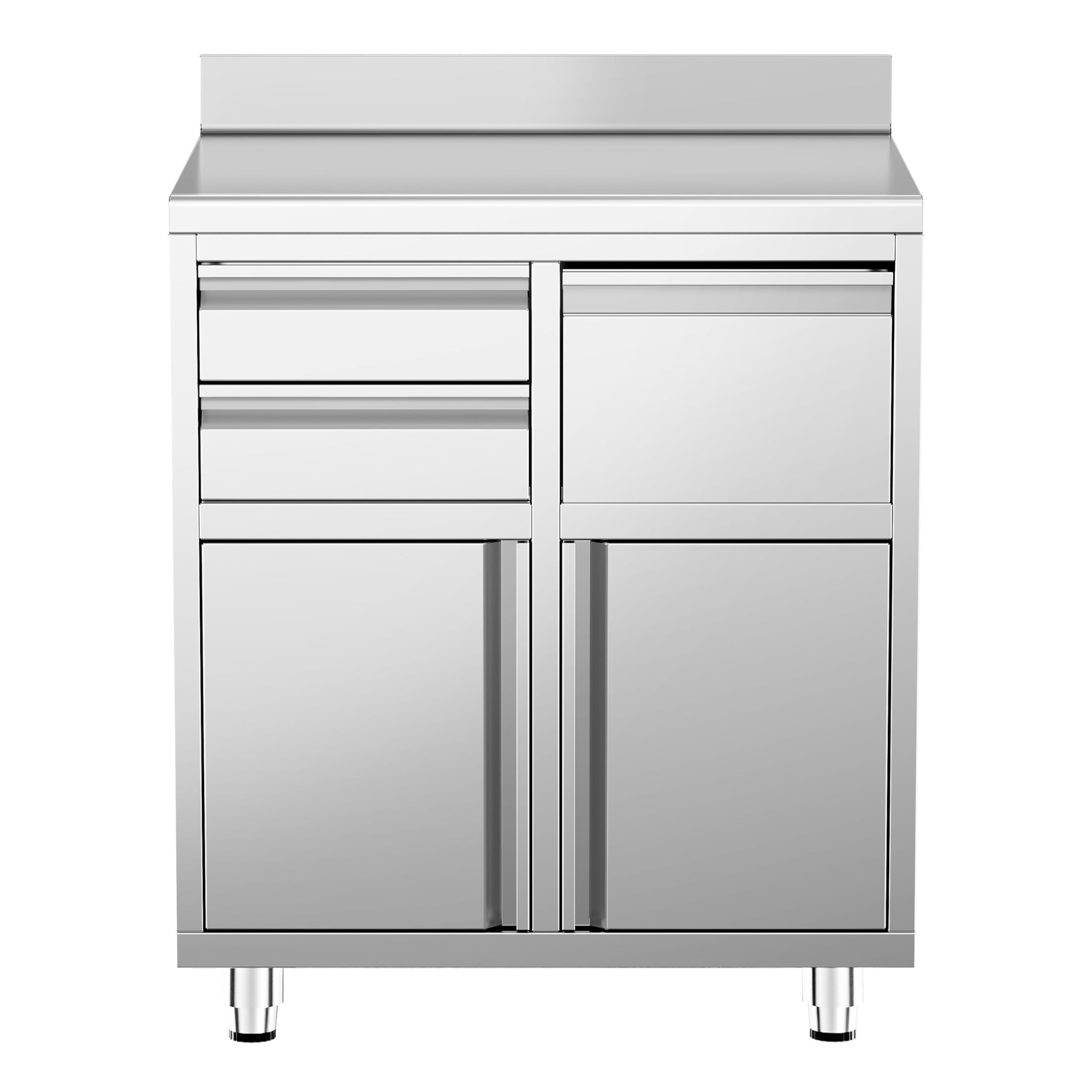 GGM Gastro | KASSEES-CB-001 | Arbeitsschrank - für Kaffeemaschine - 800x600mm - mit Ausklopfer, 2 Schubladen, 2 Türen & Aufkantung