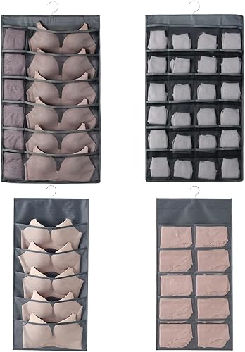 AFJAEAS Paquete de 2 bolsas colgantes de lencería de viaje para colgar en la rejilla para guardar espacio gris 1224 510 bolsillos