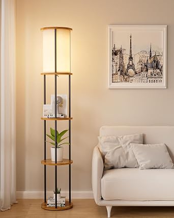 Lightdot Floor Lamps with Shelves, 3-Tier Display Bookshelf 9W Bulb Include