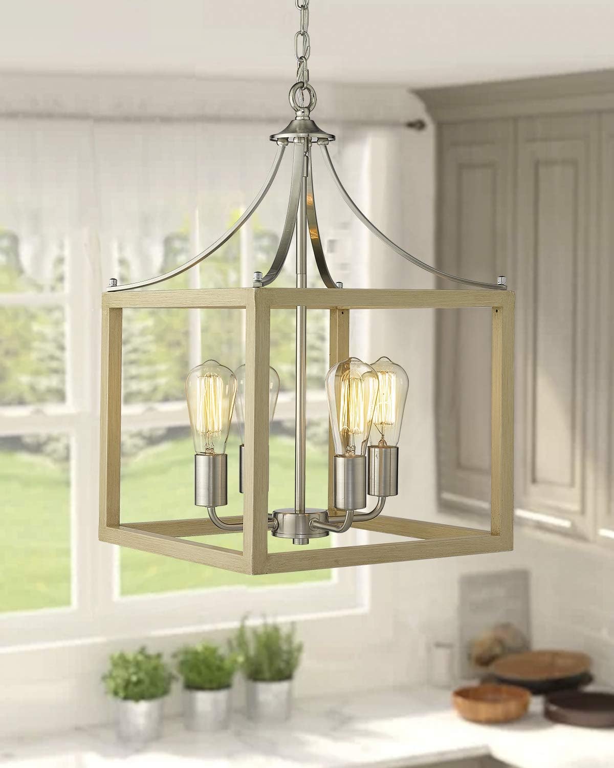 80% Off Discount Zeyu Foyer Lantern 4-Light Chandelier, Modern Pendant Hanging Light for Hall Dining Room, Wood Grain and Satin Nickel Finish, ZJF12-4 WD+SN Promo Discount Up To 70% Off Zeyu Foyer Lantern 4-Light Chandelier, Modern Pendant Hanging Light for Hall Dining Room, Wood Grain and Satin Nickel Finish, ZJF12-4 WD+SN