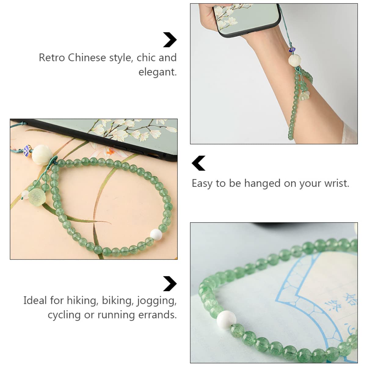 Gatuida Cordoncino per Cellulare Cristallo Verde, Laccio Compatto | Cinturino da Polso Leggero, Facile da Attaccare e Staccare, per Tablet e Camera, Idea Regalo Compleanno