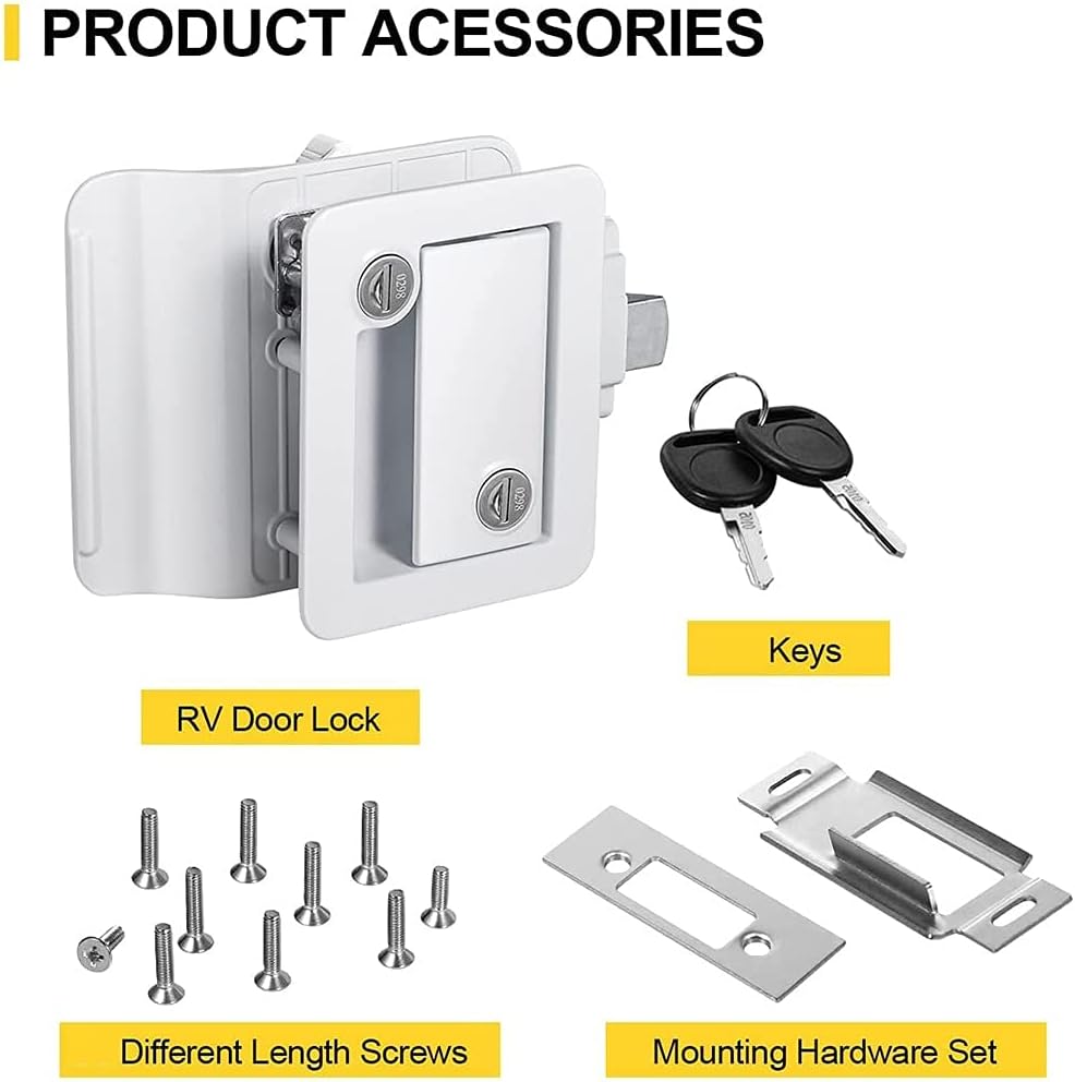 RV Entry Door Lock, Replacements for Most RV, Sturdy and Durable, Trailers and Campers with Child Lock, for Camper,Travel, Horse Trailer (Color : White) (White)