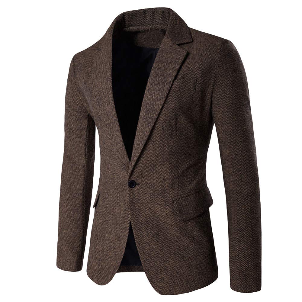 Generisch Giacca da uomo con vestibilità regolare, in tweed Sakko da uomo, casual, blazer business, giacca sportiva in cotone, giacca sportiva formale, per feste, morbida, comoda