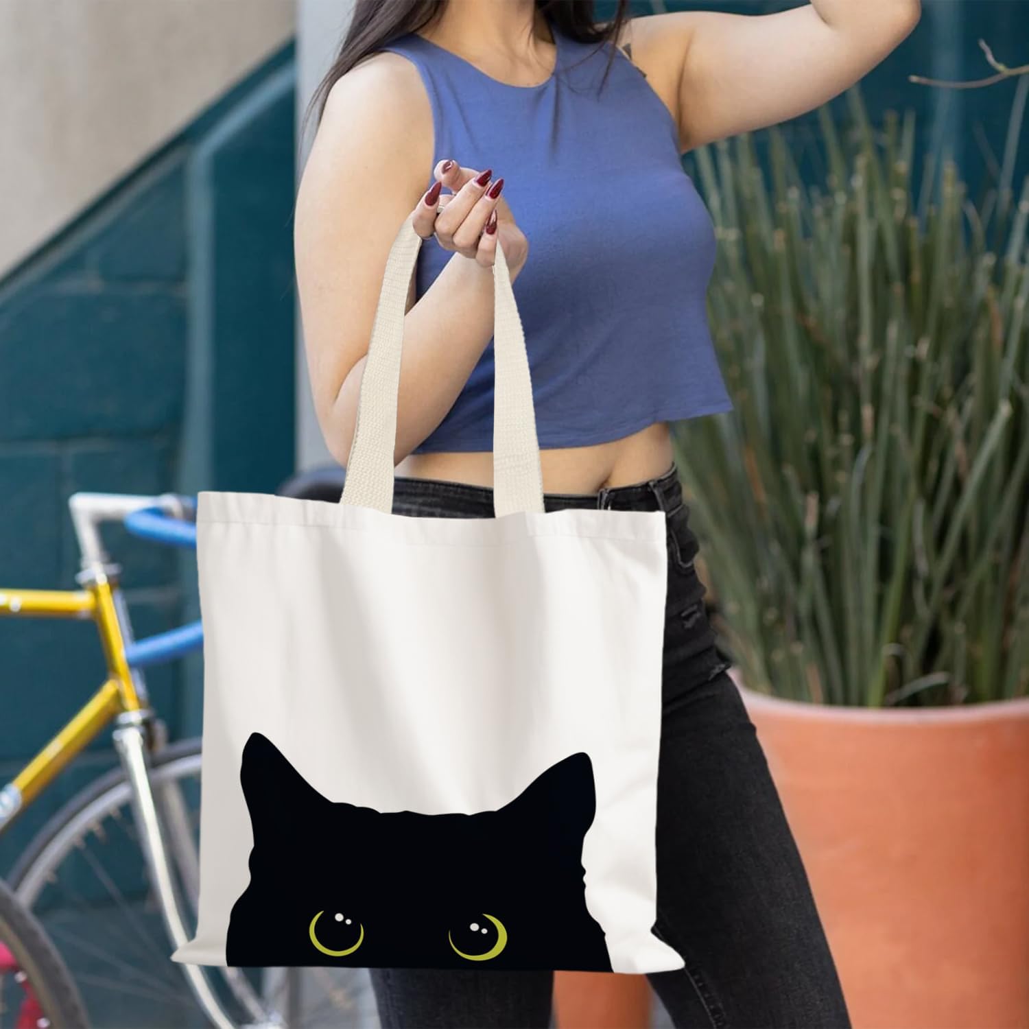 Canvas Tote Bag Aesthetic,Zoon Cow Dog Cat Tote Bag,Gifts for Women Canvas Tote Bags - Image 2