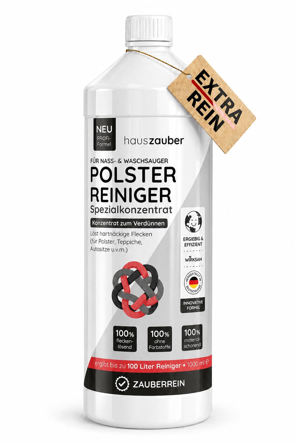 hauszauber - NEU Waschsauger Polsterreiniger [EXTRA REIN] - 1000 ml Konzentrat - Ideal für Waschsauger, Nasssauger - Teppichreiniger, Für Autositze, Teppiche, Couch, Sessel, schaumarm mit Frischeduft – Amazon Angebot