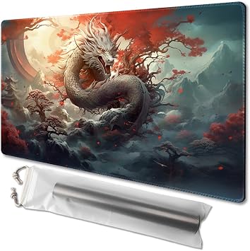 MTG Playmat Size 24x14in Free Storage Bags Non-Slip Backing Printing, Ideal for Card Game Enthusiasts TCG Playmat Legendary,No with Zone