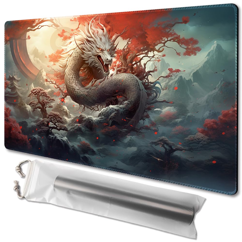 MTG mata do zabawy rozmiar 61 x 35 cm darmowe torby do przechowywania, antypoślizgowy nadruk, idealny dla entuzjastów gier karcianych TCG mata do zabawy (legendarny, nie ze strefą)
