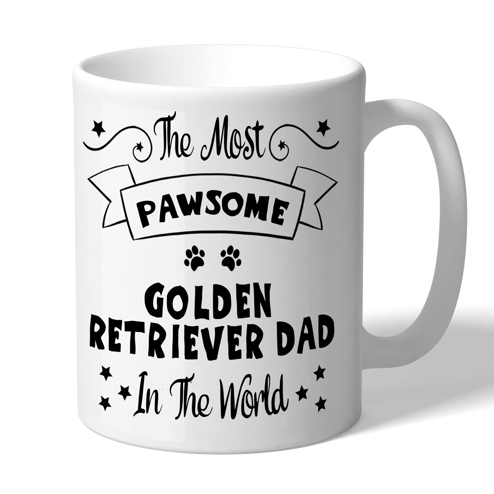 Golden Retriever Dad Mug Gift Pawsome (Black Print) Dog Lover Owner Birthday Men Fathers Day Present