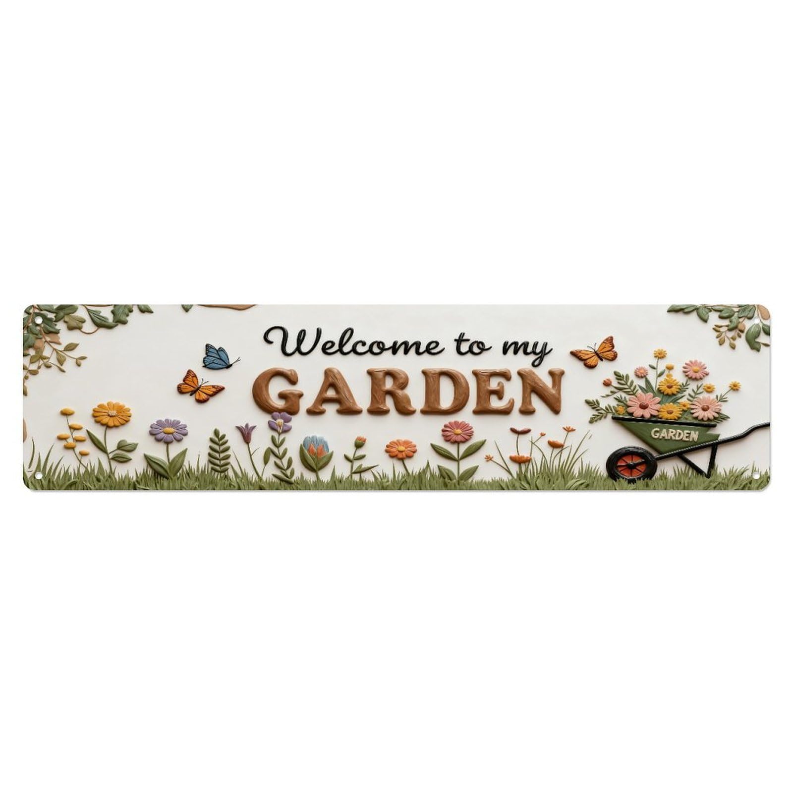 Floral Garden Welcome Sign Pattern Metal Tin Sign Plaque