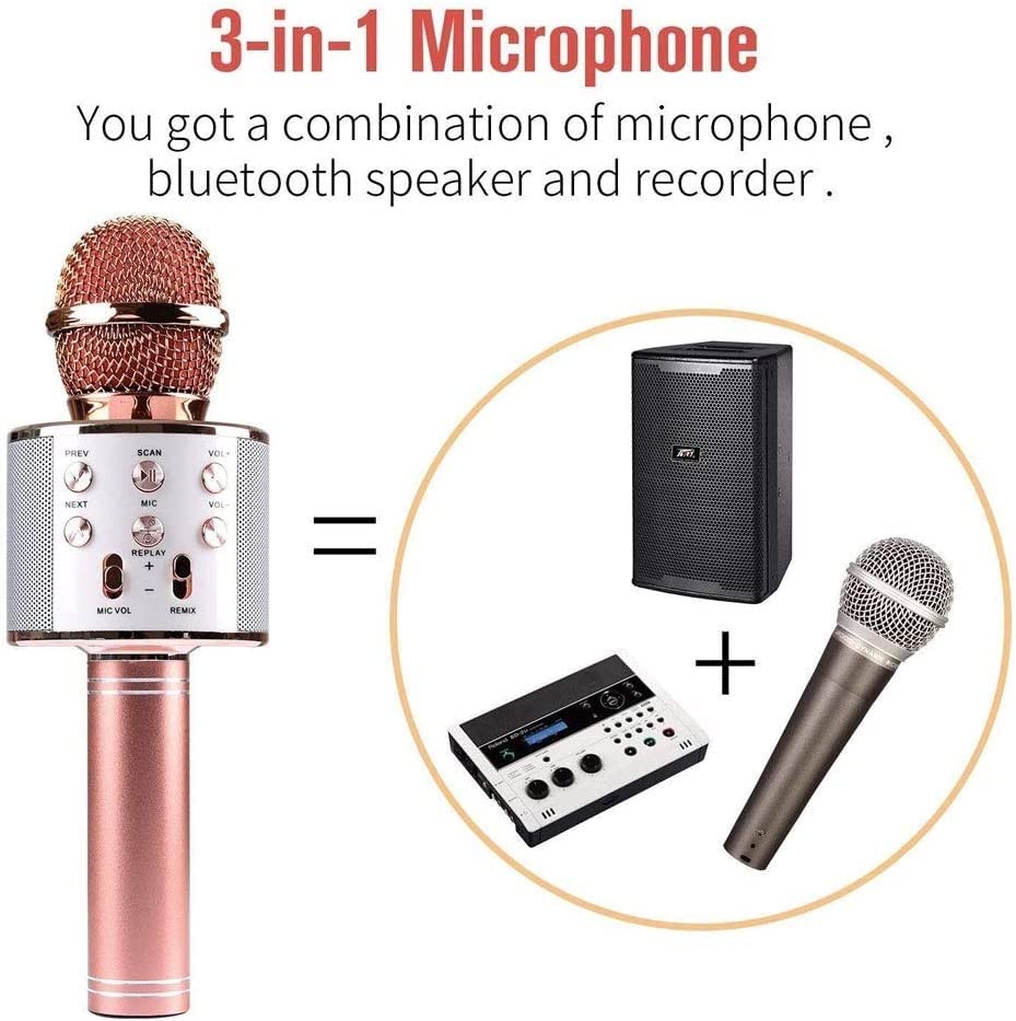 ZWYUAN Bezprzewodowy przenośny ręczny mikrofon do karaoke Bluetooth na imprezę domową mikrofon do mowy dla dzieci