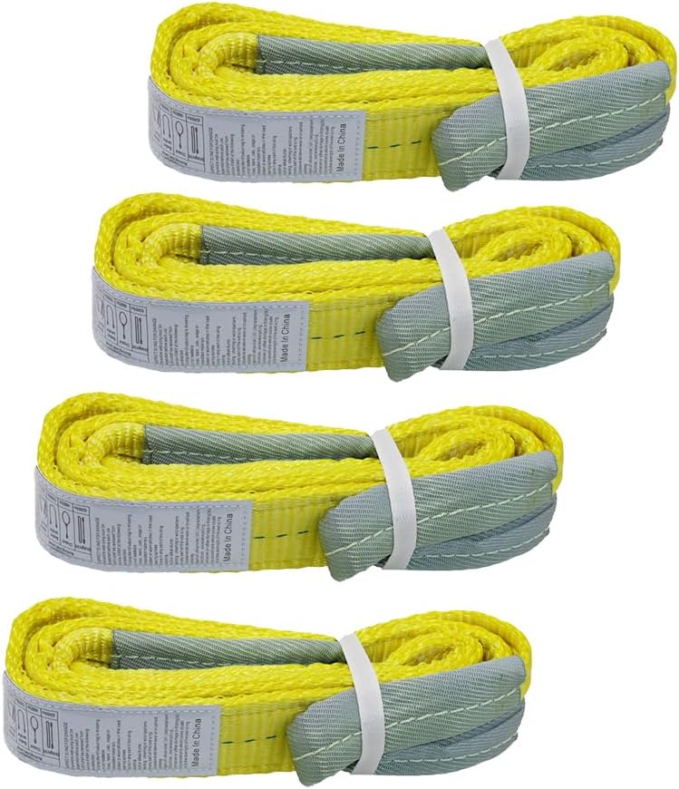 4 Pack 2”x6FT Lift Sling Straps, 2 Ply Polyester Rigging Straps, 6200LBS Load Capacity Flat Eye-Eye Web Sling for Hoist, Tree Stumps, Heavy Duty Cargo