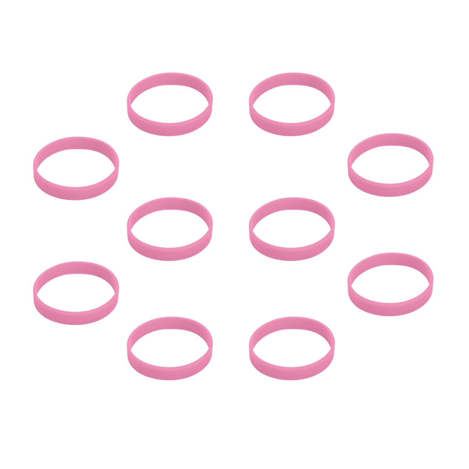 Hoerev Blank Silicone Charity Wristbands Bracelets Rubber Sport Cuff Wristband, 10pcs Pink