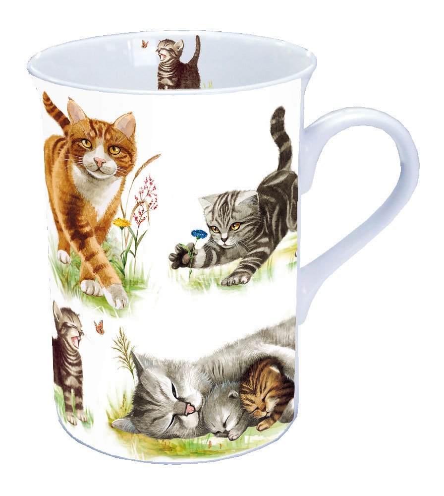 Ambiente Kitten Cats Teetasse – Ca. 0,4 L, Feines Bone China, Mit Katzen-Motiv