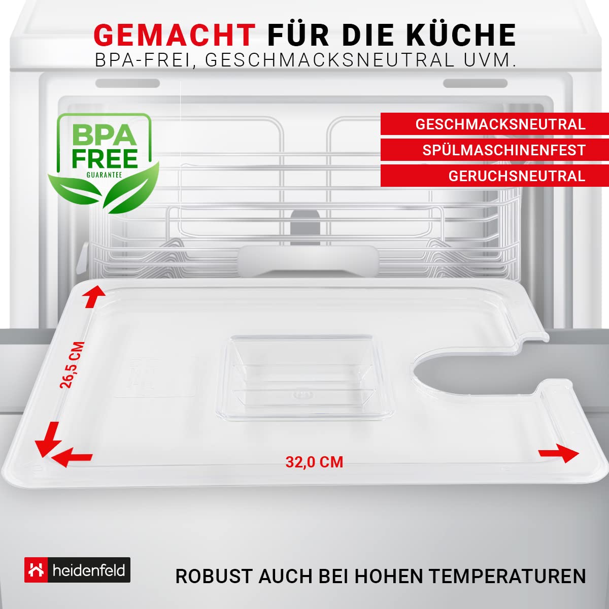 Heidenfeld SVS11 Sous Vide Garer Behälter - Extra groß 32.0 x 26.5 x 20.0 cm - Deckel - Rack - Behälter Set - Komplett Set - Volumen 11l - Sous-Vide Stick Zubehör - Kitchen aid (Deckel-Einzel)