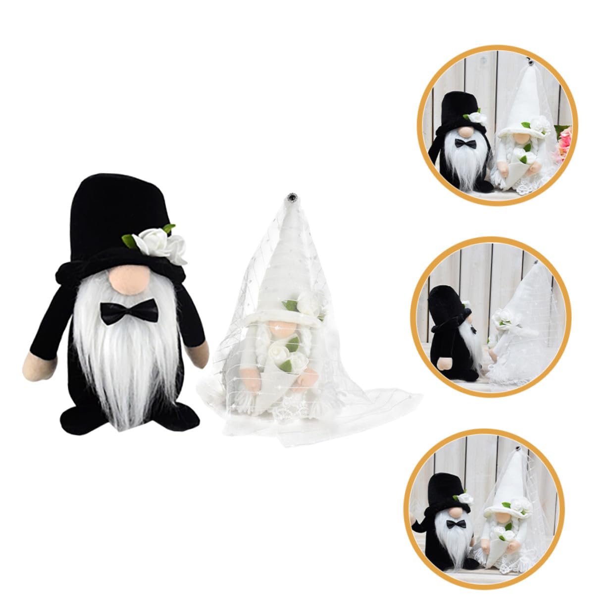 jojofuny 2 Stück Hochzeitszwerg Plüsch GNOME in Braut Bräutigam Design Dekorative Tischdeko aus Langlebigem Stoff für Hochzeitsfeier und Wohnambiente