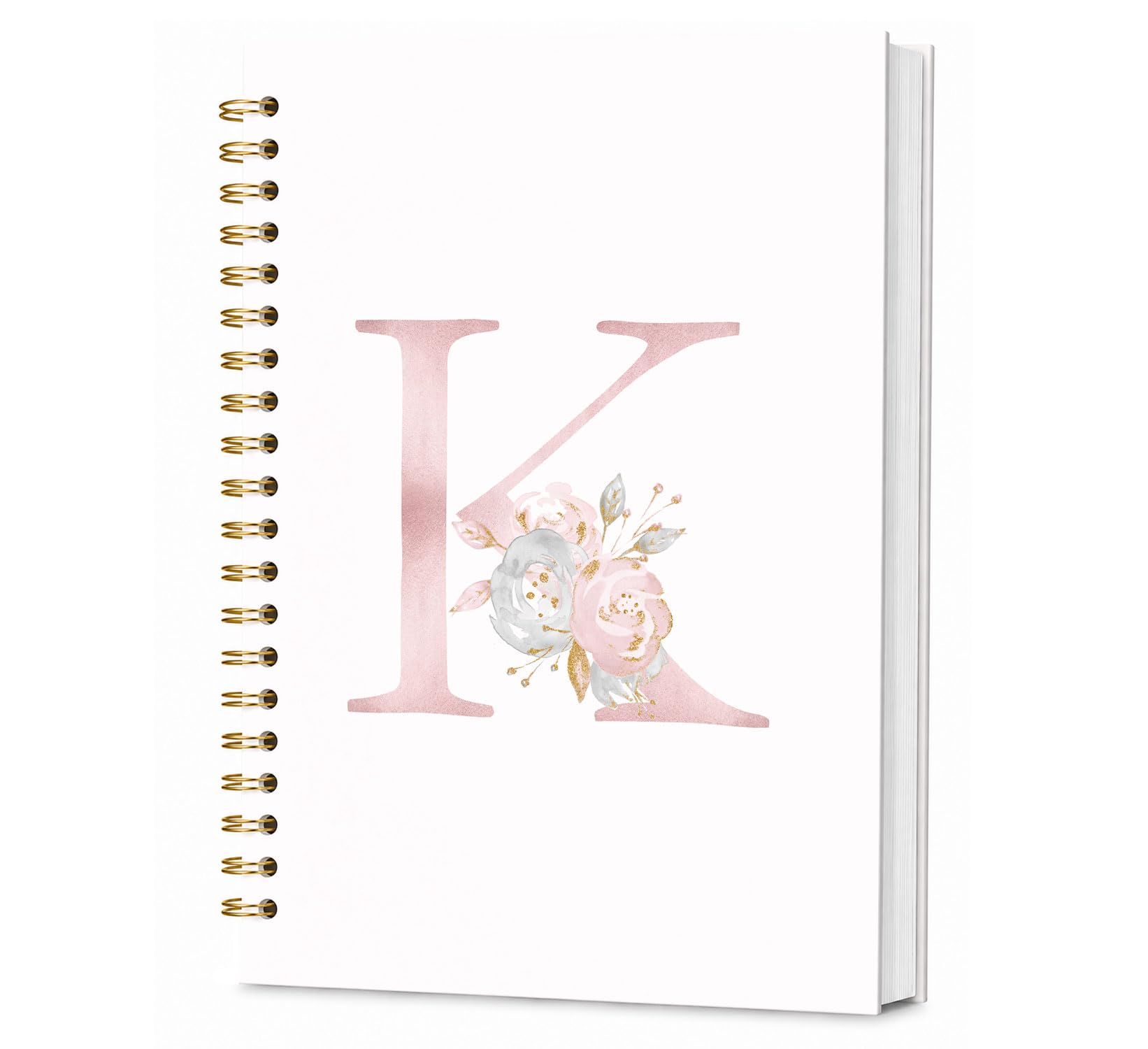 KDHTY Coquette - Cuaderno con espiral personalizado con inicial K, regalo de moda rosa para adolescentes, cuaderno monogramado para mujeres, adolescentes, niñas, cuaderno de espiral de tapa dura con