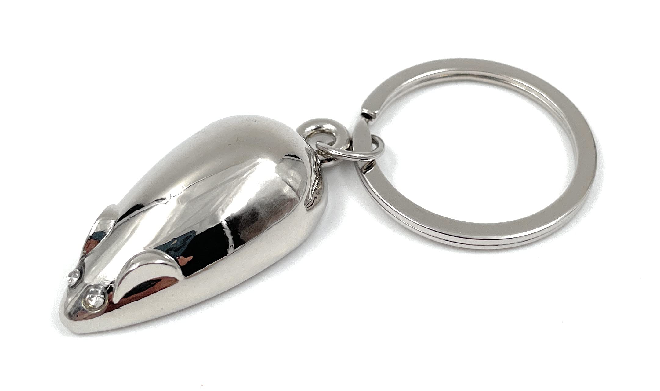 Onwomania Mouse Animal Keyring Metal Lucky Charm in Aluminium Gift Box, Ideal as a Gift, silver, One Size
