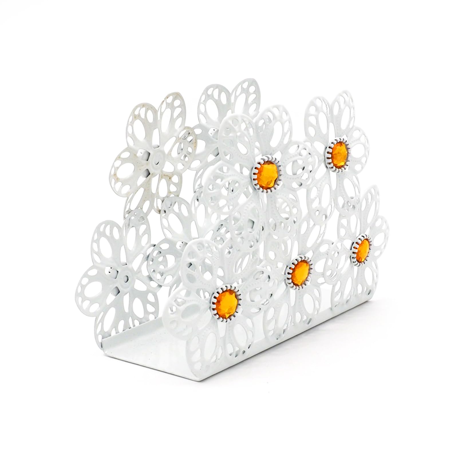 Napkin Holder for Table, Flowers Metal Frame with Diamonds Dining Table Decor Holder, Ideal Napkin Dispenser for Kitchen Tables and Countertops, All Dining Room Bar Decor, Kitchen Decor and Accessori