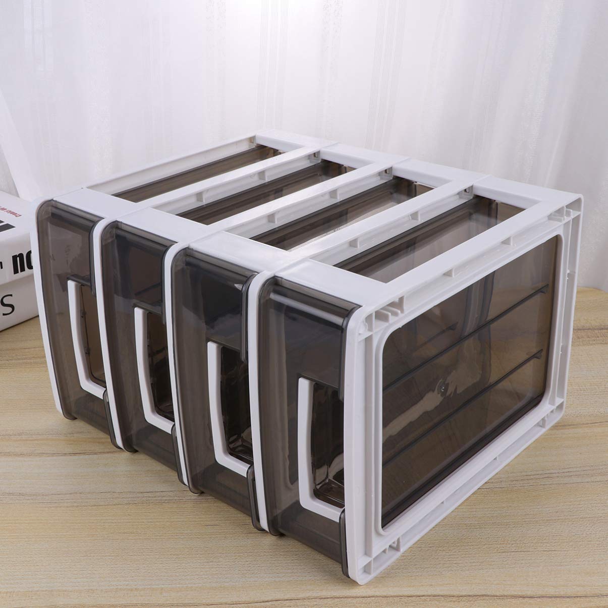 FRCOLOR Scatola Organizer Trasparente a 4 Strati Cassetti in Pp | Design a Cassetti, Formato Compatto per Piccoli Spazi, Adatta a Ufficio e Bagno