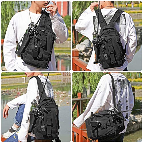 Baigio Tactical Backpack Multifunctional Molle Sling Backpacks One Strap Shoulder Bag (Black) #TOP1