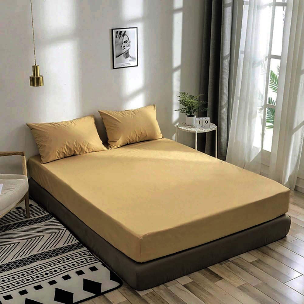 BEVI - Solid Color 100% Soft and Premium 1 Double Bedsheet with 2 Pillow Covers Size 230 cm x 228 cm, Beige (B08RBTBDDN) Amazon Price History, Amazon Price Tracker