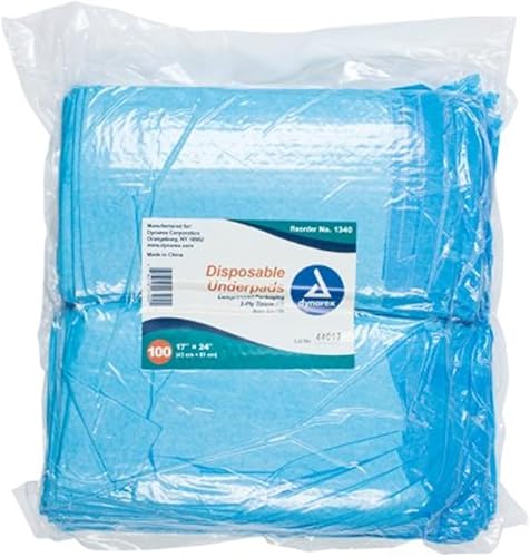 Dynarex Almohadillas desechables, relleno de tejido (2 capas), almohadillas de cama para incontinencia de grado médico para proteger sábanas,