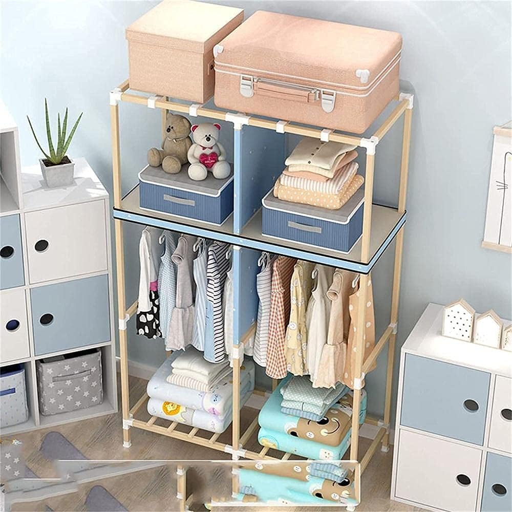 Double Door Wardrobe Bedroom Wardrobe Dividers Portable Storage Wardrobe Clothes Rack (Color : H) (H)