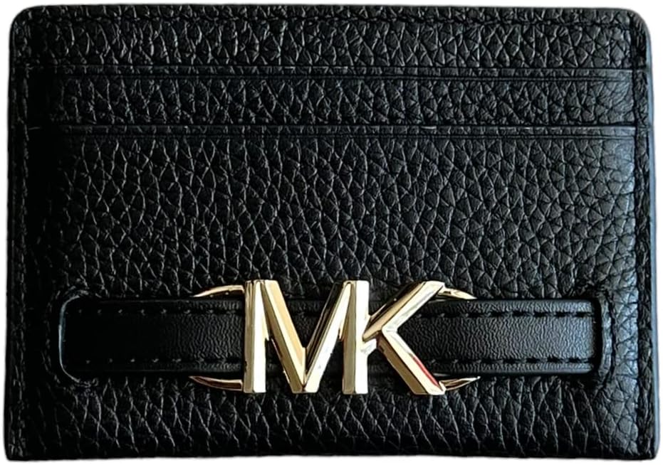 Michael Kors Reed Large Card Holder Wallet MK Signature Logo Leather (Black)