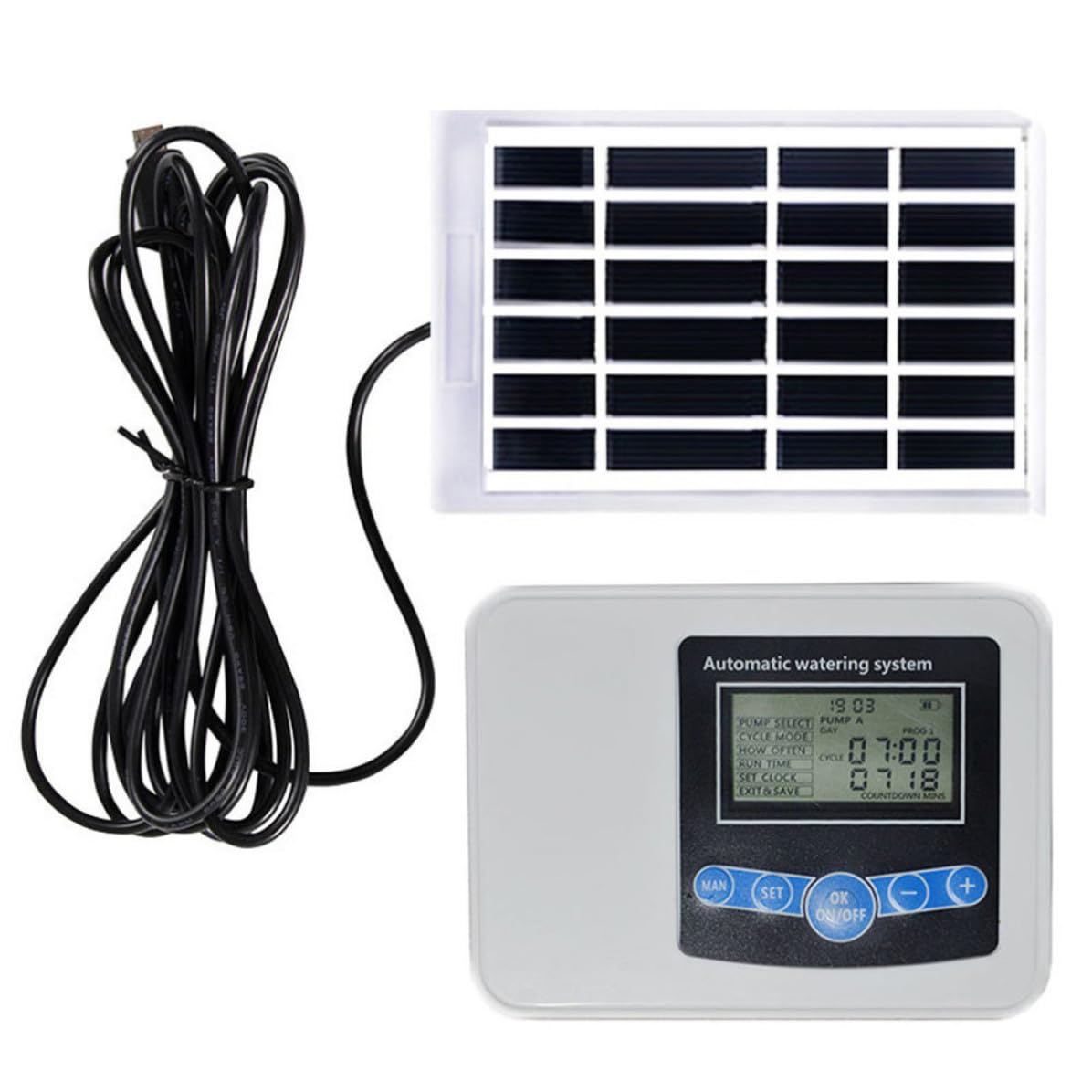 DECHOUS Temporizador de Riego de Doble Bomba Motor Silencioso de Cobre y Carcasa Abs Resistente para Uso en Jardín y Hogar Control Automático y Programable