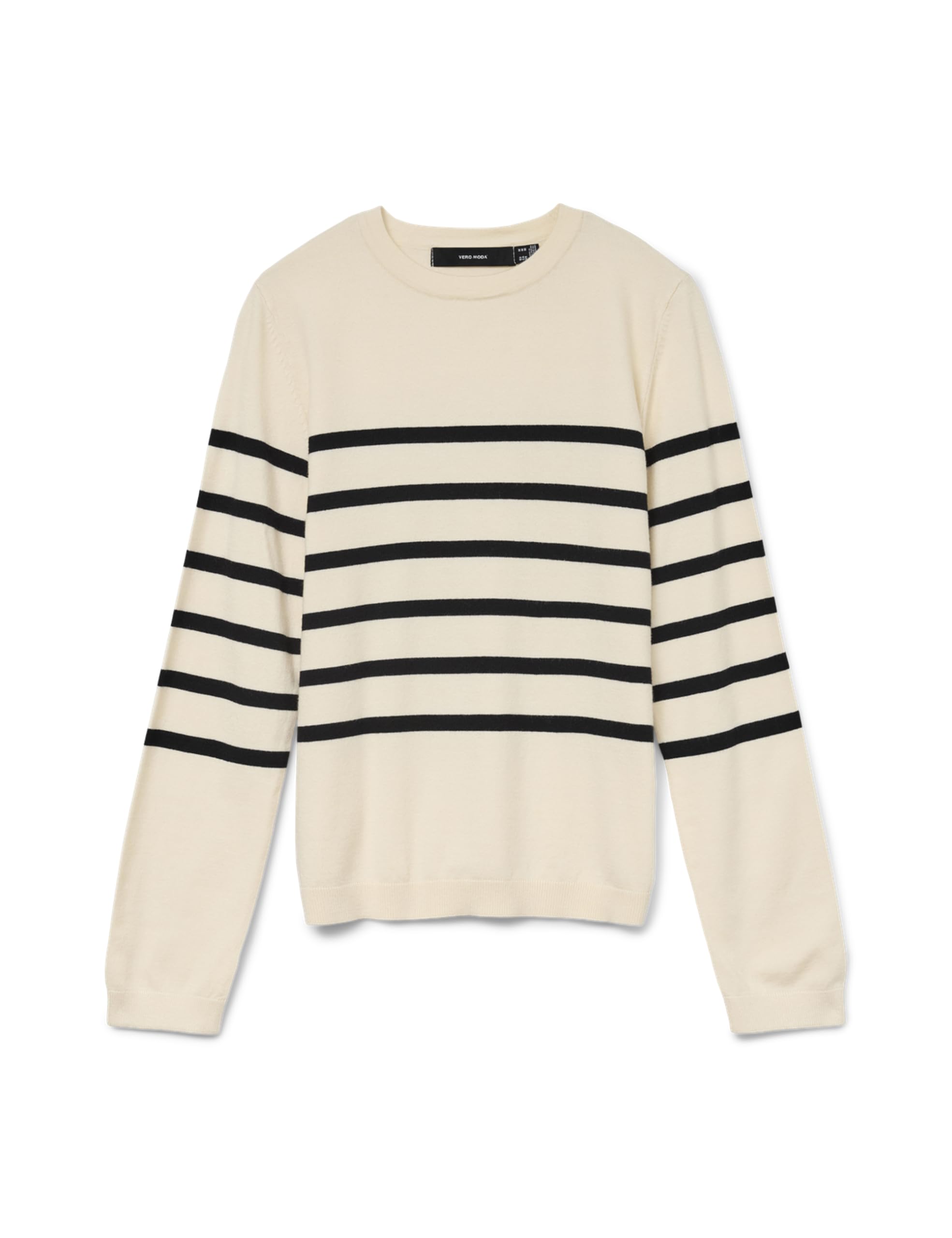 VERO MODA Womens Vmsaba Plain O-Neck Ga Noos Pullover Sweater, Birch Black, S UK