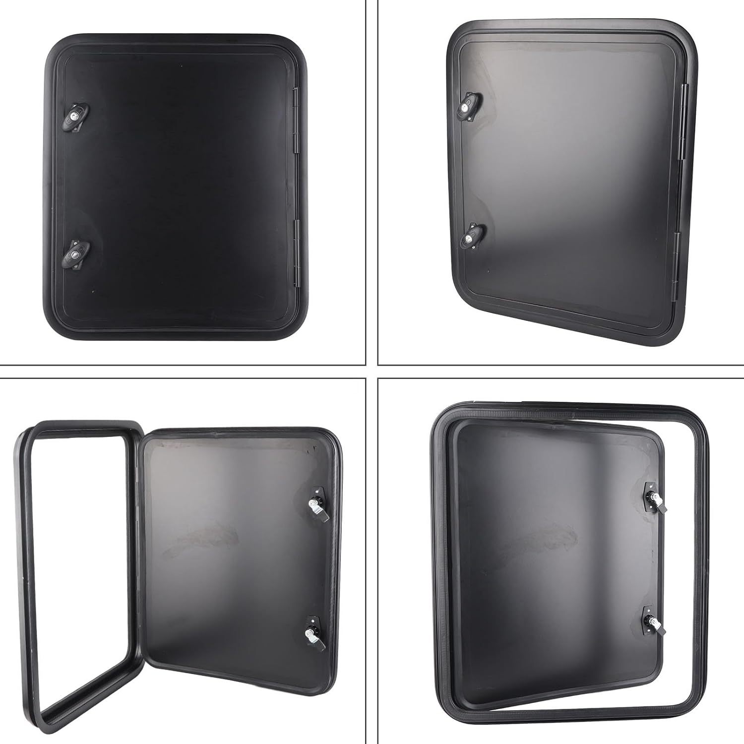 RV Storage Hatch Heavy Duty Square Rounded Corner Black Baggage Door for Motor Caravan