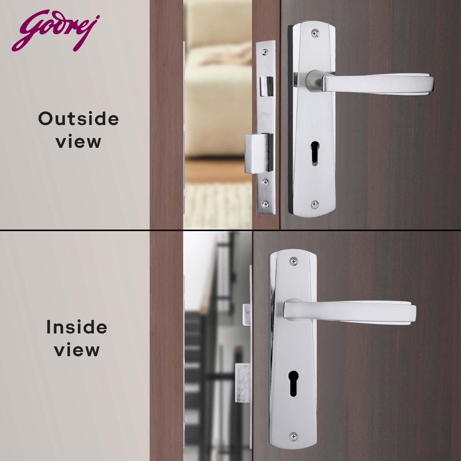Godrej Mortise Door Lock Handle Set | 175mm ELC 06 | 6-Lever Locking Mechanism | Suitable for Left & Right Handed Doors (Satin Steel Finish) | 1 Years Warranty — Amazon image 3