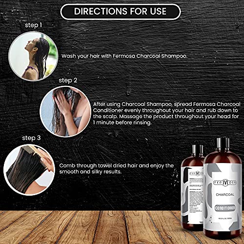 Fermosa Conditioner - Renewing Conditioner, Detox Clarifying & Cleansing Conditioner, Moisturizing & Nourishing, Anti Dandruff, Controls Frizz, Sulfate Free, 16.9 Ounce (Charcoal) #TOP5