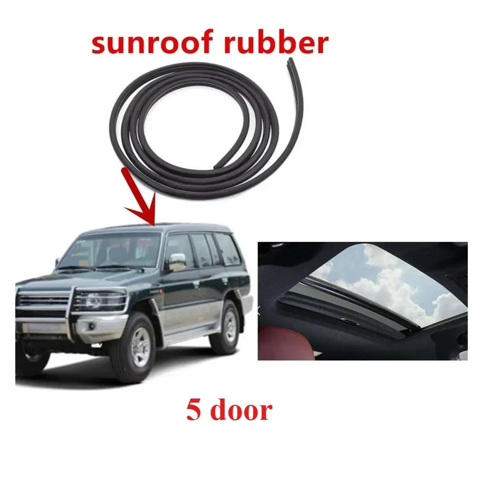 Junta Goma Junta de goma para el cristal del techo (solo para 5 puertas) para Pajero V30 y protector solar para Montero V20 Sello Burlete
