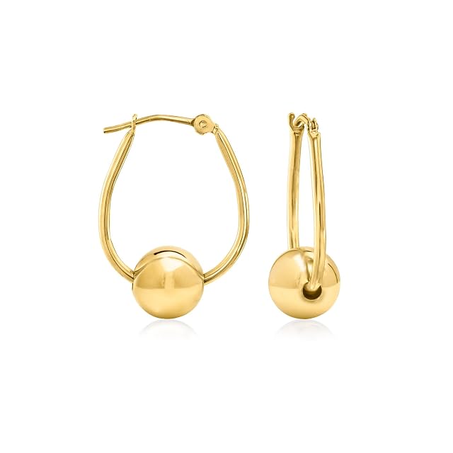 Ross-Simons 14kt Yellow Gold Bead Hoop Earrings