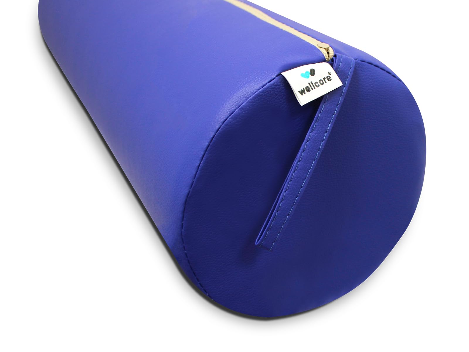 WELLCORE Cojín cilindro de masaje, 60 x 20 cm, Polipiel, Desenfundable, Rellenos de Espuma, para Yoga, para Fitness, para camilla de Masaje, Ergonómico, Negro